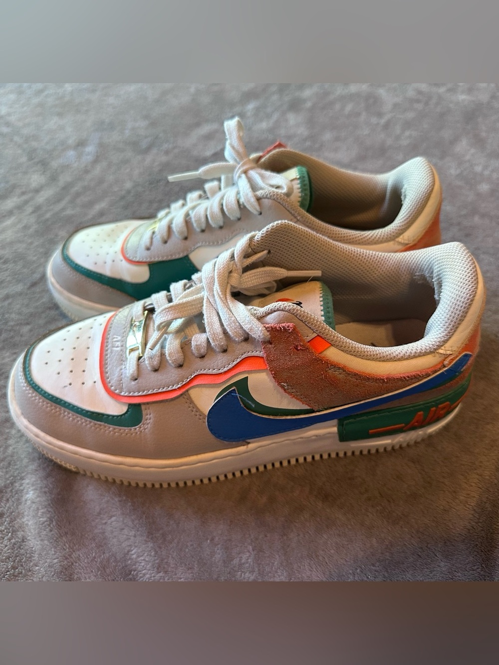 Nike Air Force 1 Low  Sneakers White Gray Blue CI0057-101 Size 9 Woman’s